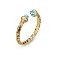 Micro Cablespira® Flex Open Ring 18K Yellow Gold with Aquamarine, 2.5mm