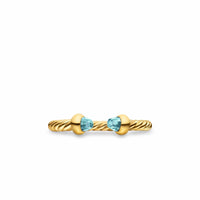 Micro Cablespira® Flex Open Ring 18K Yellow Gold with Aquamarine, 2.5mm
