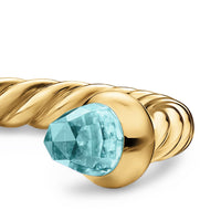 Micro Cablespira® Flex Open Ring 18K Yellow Gold with Aquamarine, 2.5mm