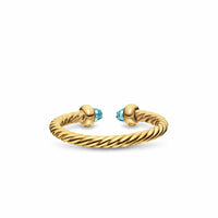 Micro Cablespira® Flex Open Ring 18K Yellow Gold with Aquamarine, 2.5mm