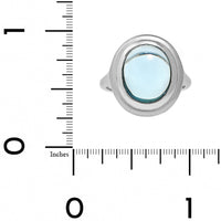 18K White Gold Bezel Set Cabochon Oval Aquamarine Ring
