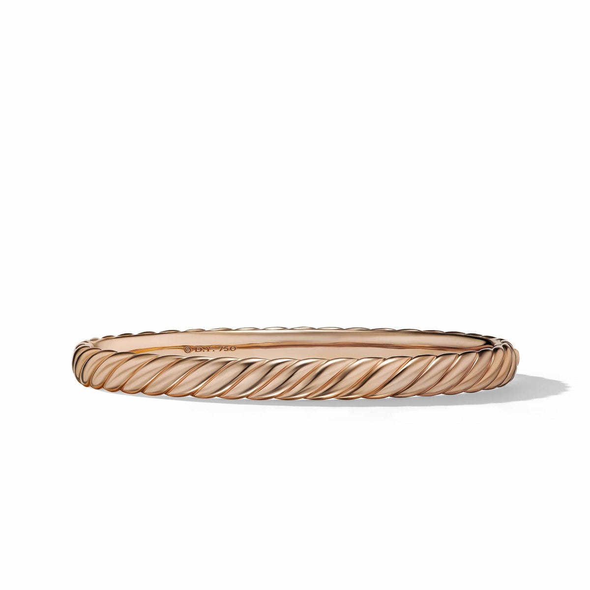 Sculpted Cable Band Ring in 18K Rose Gold with Diamonds