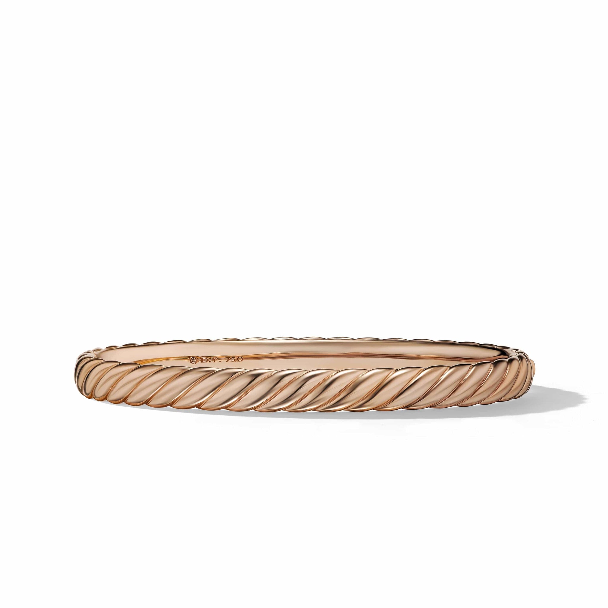 Sculpted Cable Band Ring in 18K Rose Gold with Diamonds