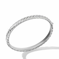 Sculpted Cable Bangle Bracelet in 18K White Gold, 6.2mm