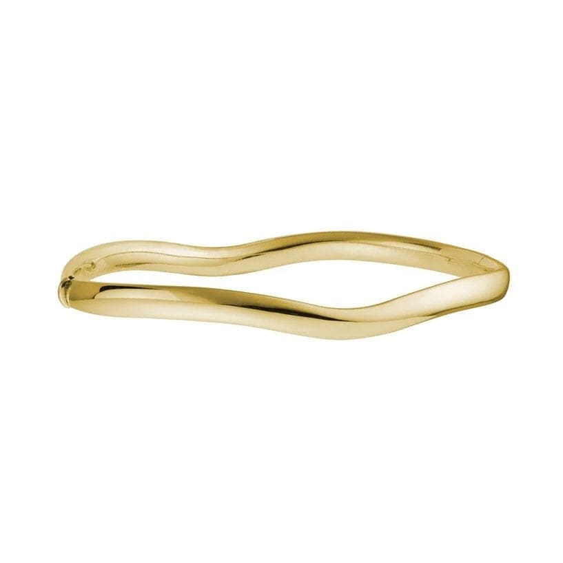 14K Yellow Gold Wave Hinged Bangle