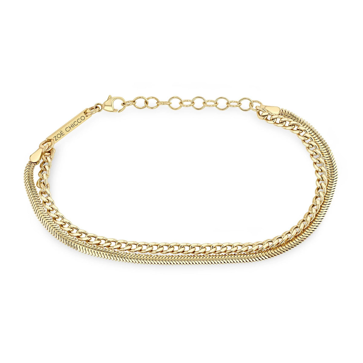14K Yellow Gold Small Double Chain Bracelet