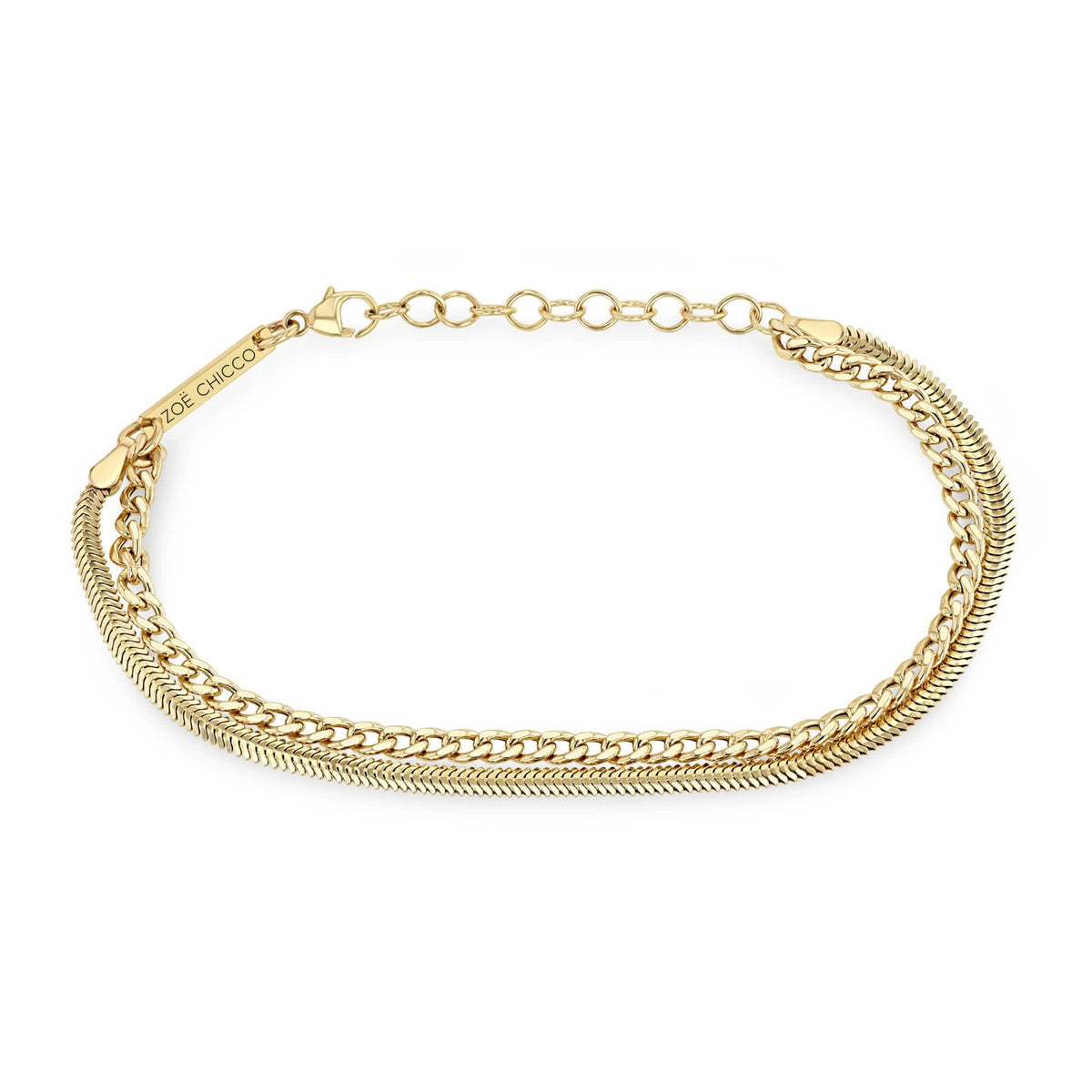 Zoe Chicco 14K Yellow Gold Small Double Chain Bracelet