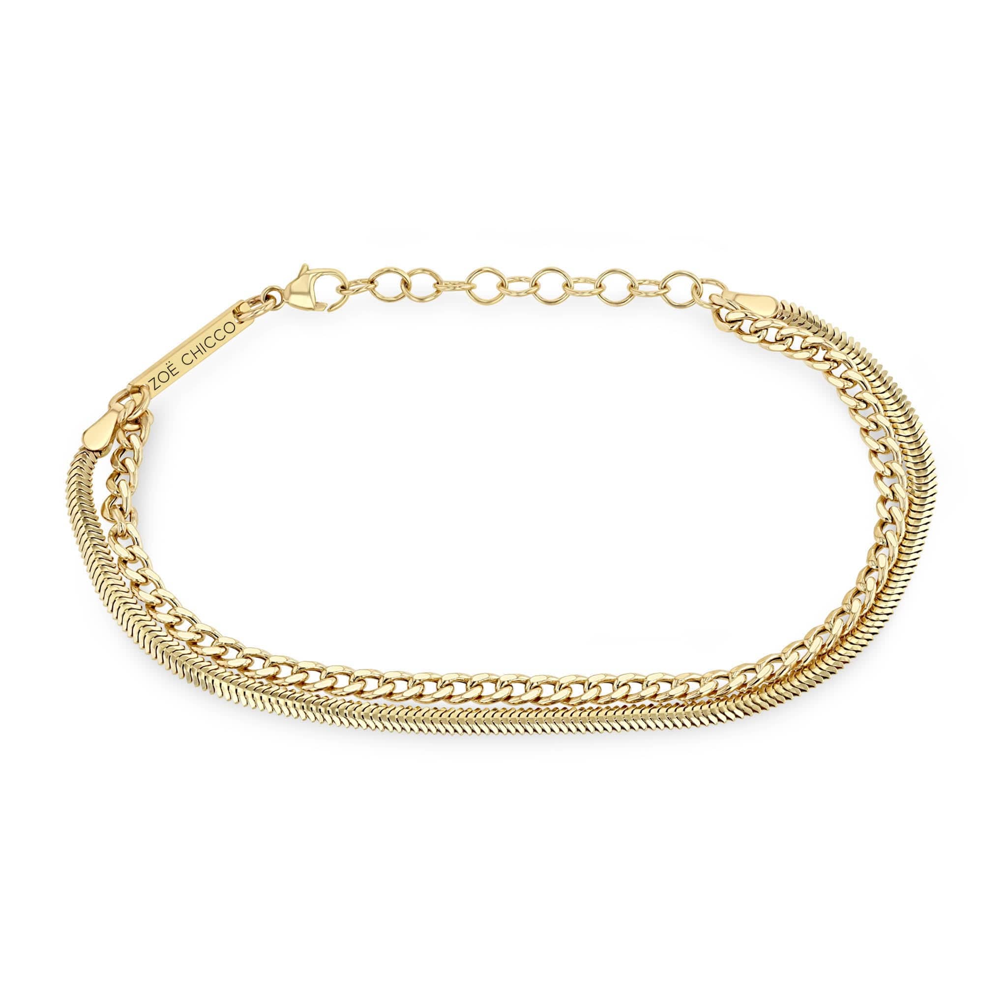 Zoe Chicco 14K Yellow Gold Small Double Chain Bracelet