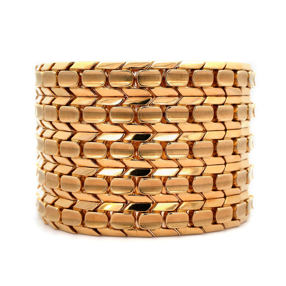 Eclat Jewels 18K Yellow Gold Italian Wide Woven Bracelet
