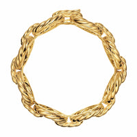 Sculpted Cable Oval Link Bracelet 18K Yellow Gold, 18mm