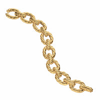 Sculpted Cable Oval Link Bracelet 18K Yellow Gold, 18mm