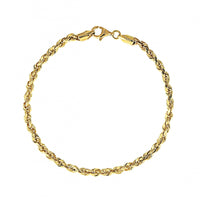 14K Yellow Gold Solid Rope Chain Bracelet