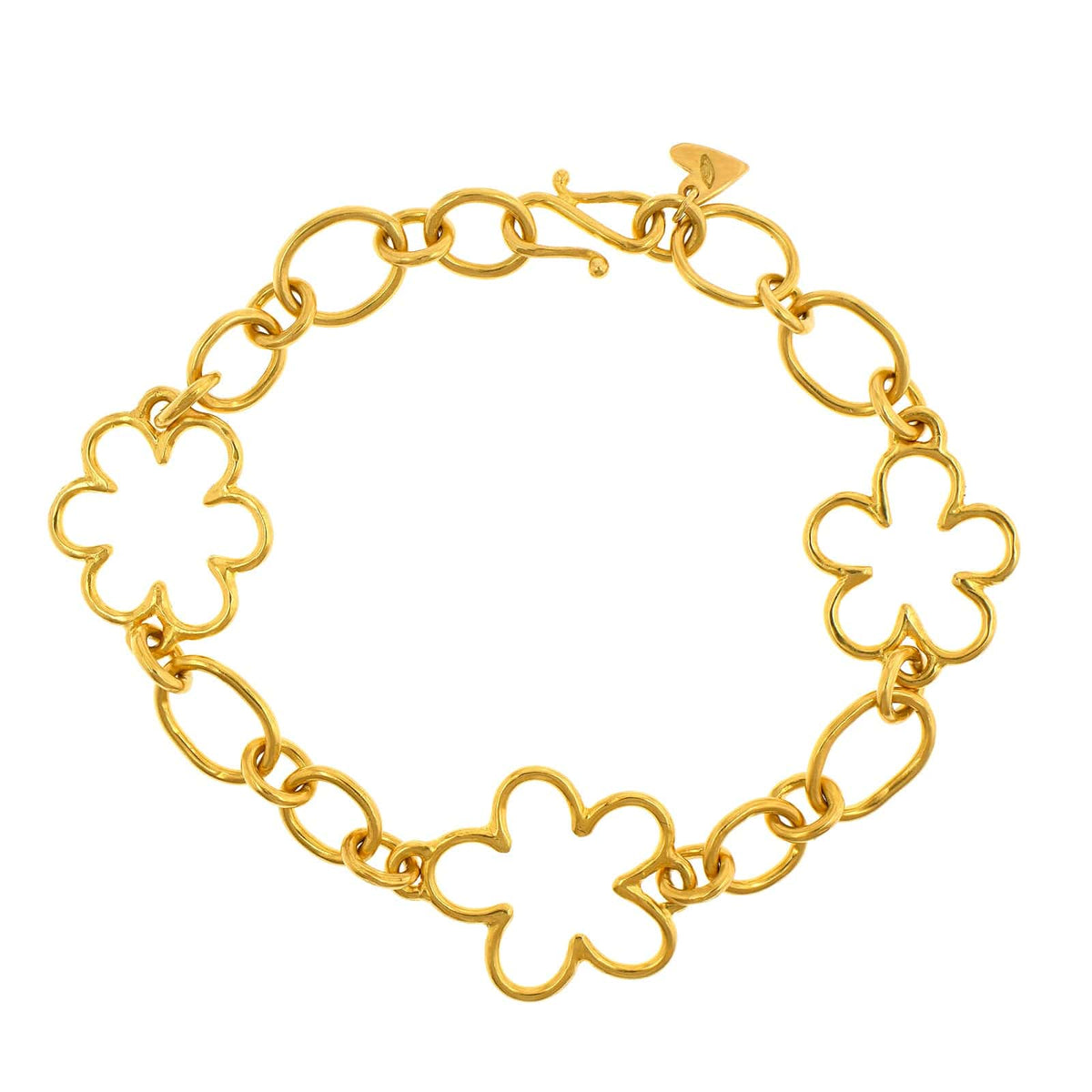Christina Alexiou 18K Yellow Gold Flower Link Chain Bracelet