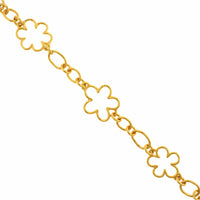 Christina Alexiou 18K Yellow Gold Flower Link Chain Bracelet