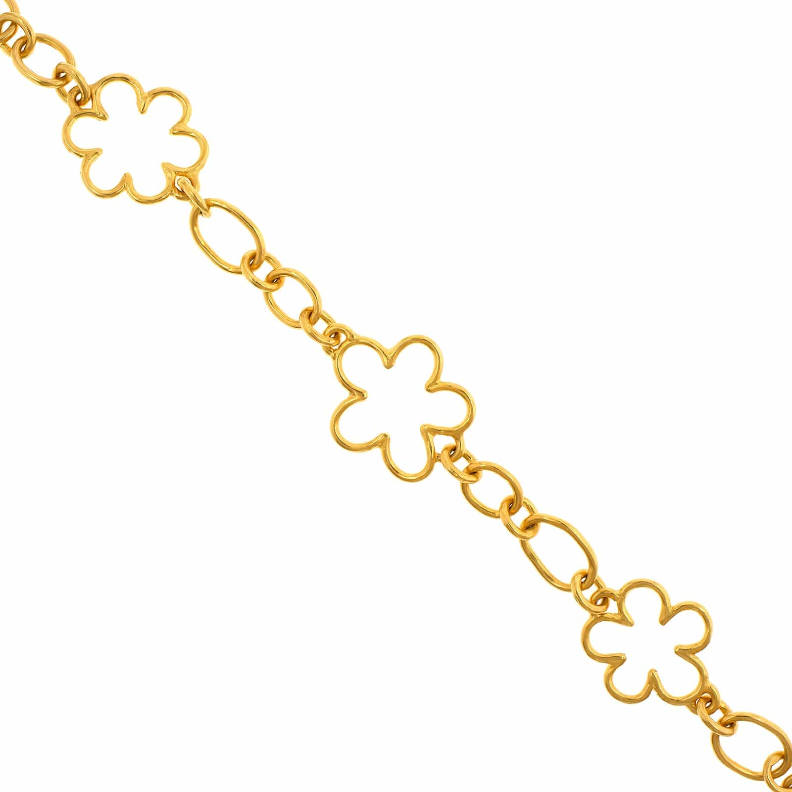 Christina Alexiou 18K Yellow Gold Flower Link Chain Bracelet