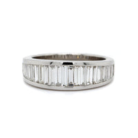 18K White Gold Channel Set Graduated Baguette Diamond Eternity Band