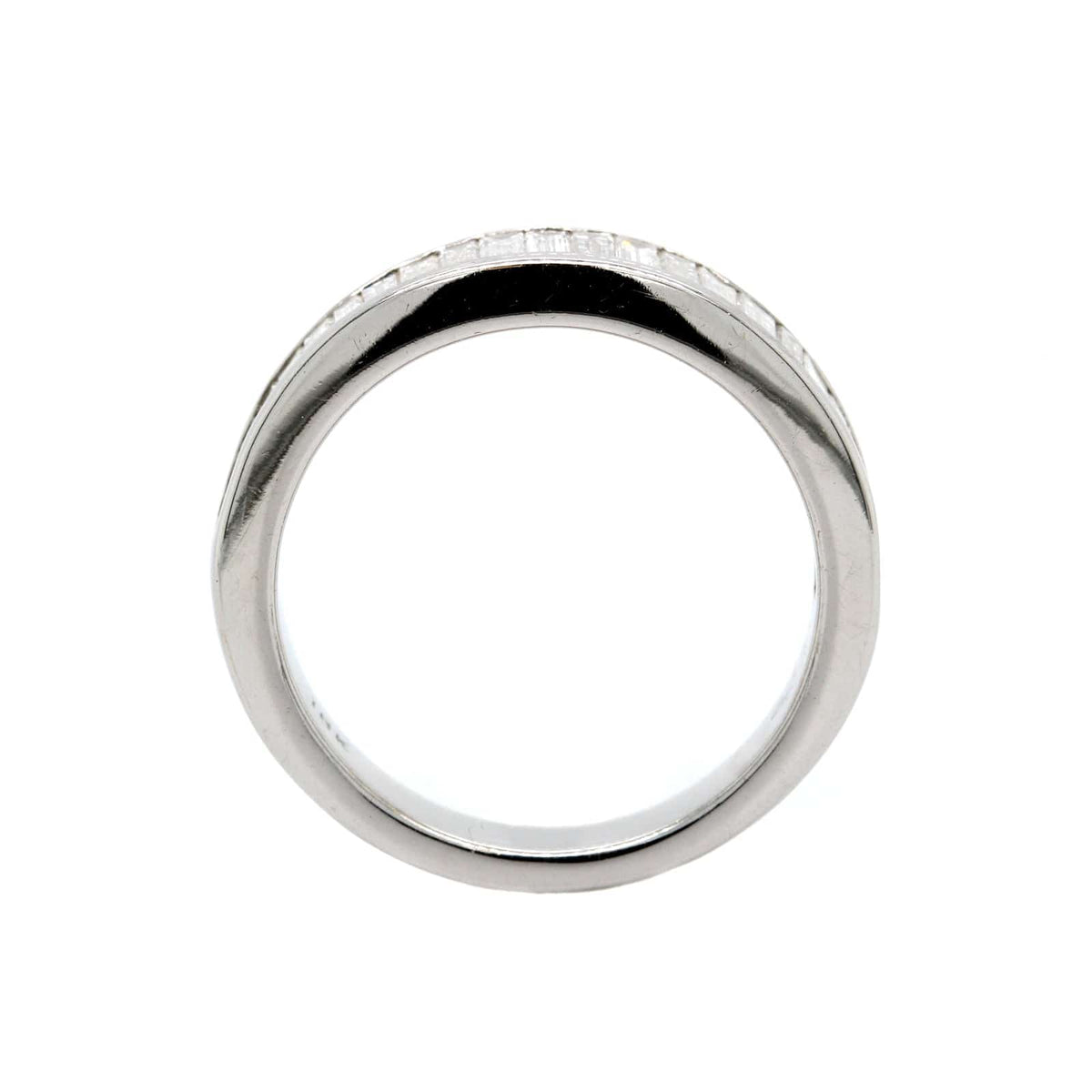 18K White Gold Channel Set Graduated Baguette Diamond Eternity Band