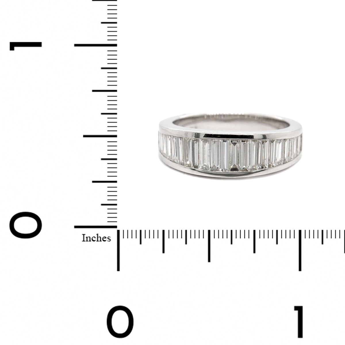 18K White Gold Channel Set Graduated Baguette Diamond Eternity Band