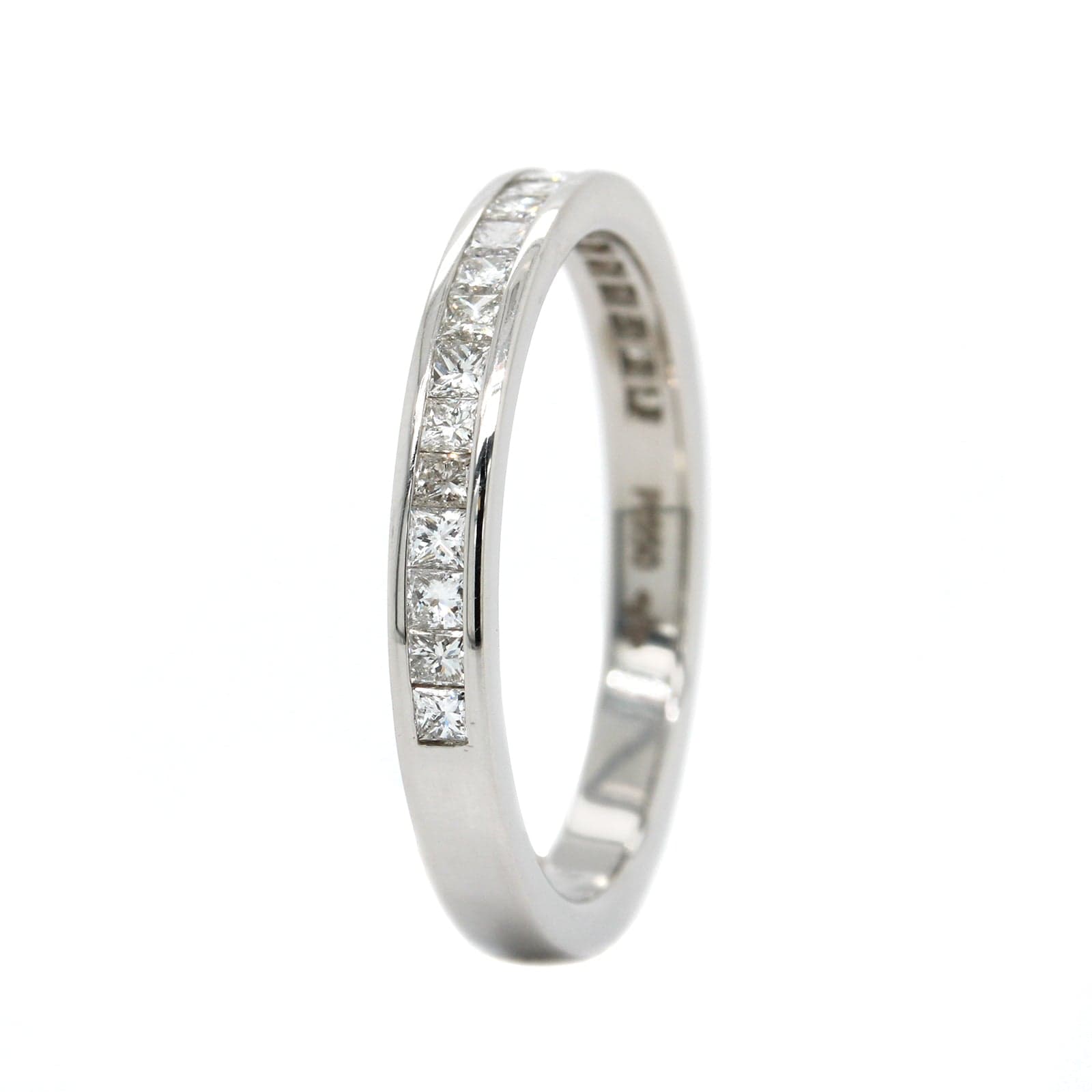 Platinum Channel Set Princess Cut Diamond Band