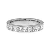 Platinum Channel Set Princess Cut Diamond Band