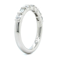 Platinum Alternating Round and Baguette Diamond Wedding Ring