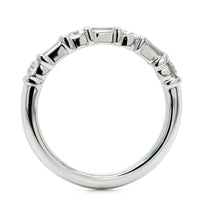 Platinum Alternating Round and Baguette Diamond Wedding Ring