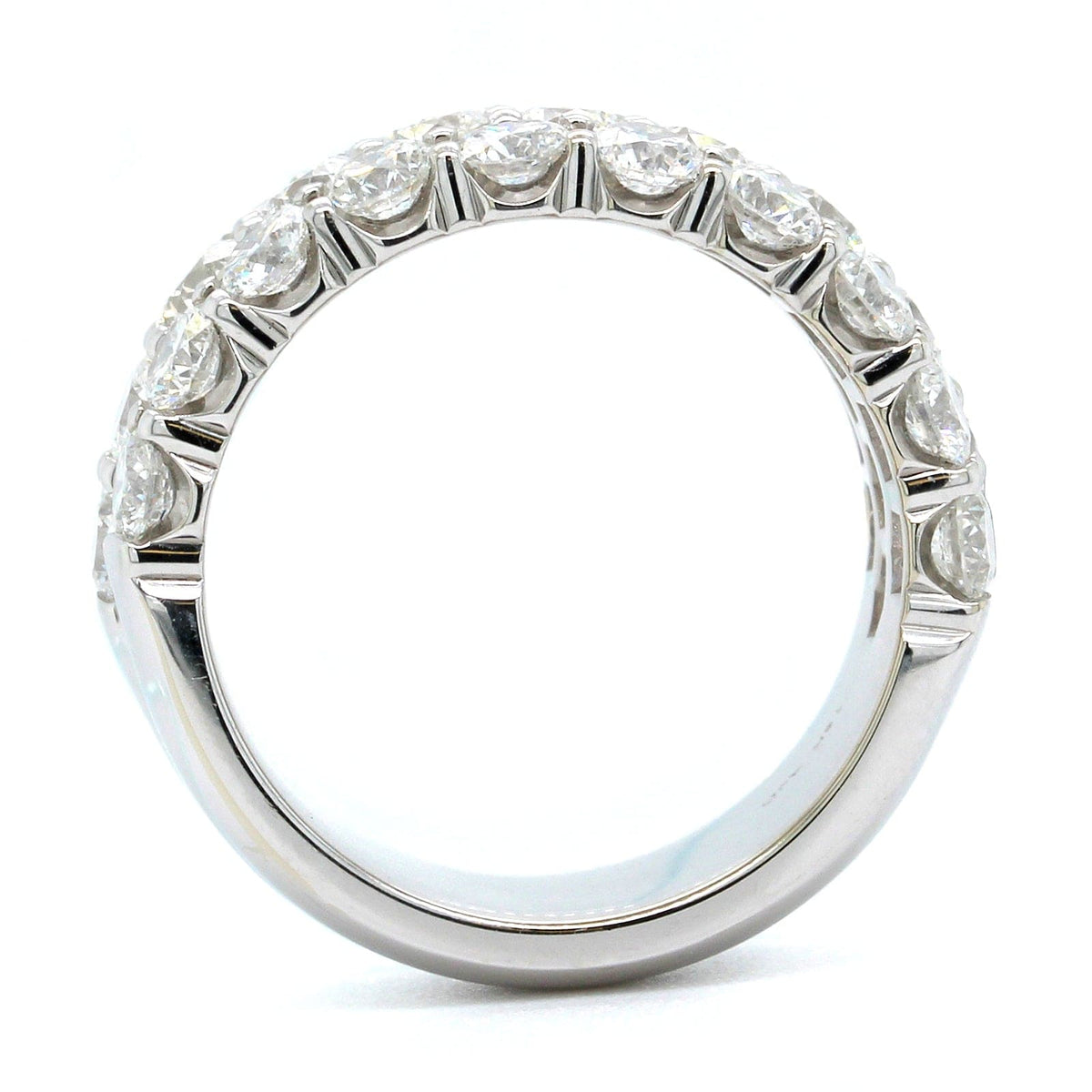 18K White Gold Three-Row Shared Prong Diamond Band
