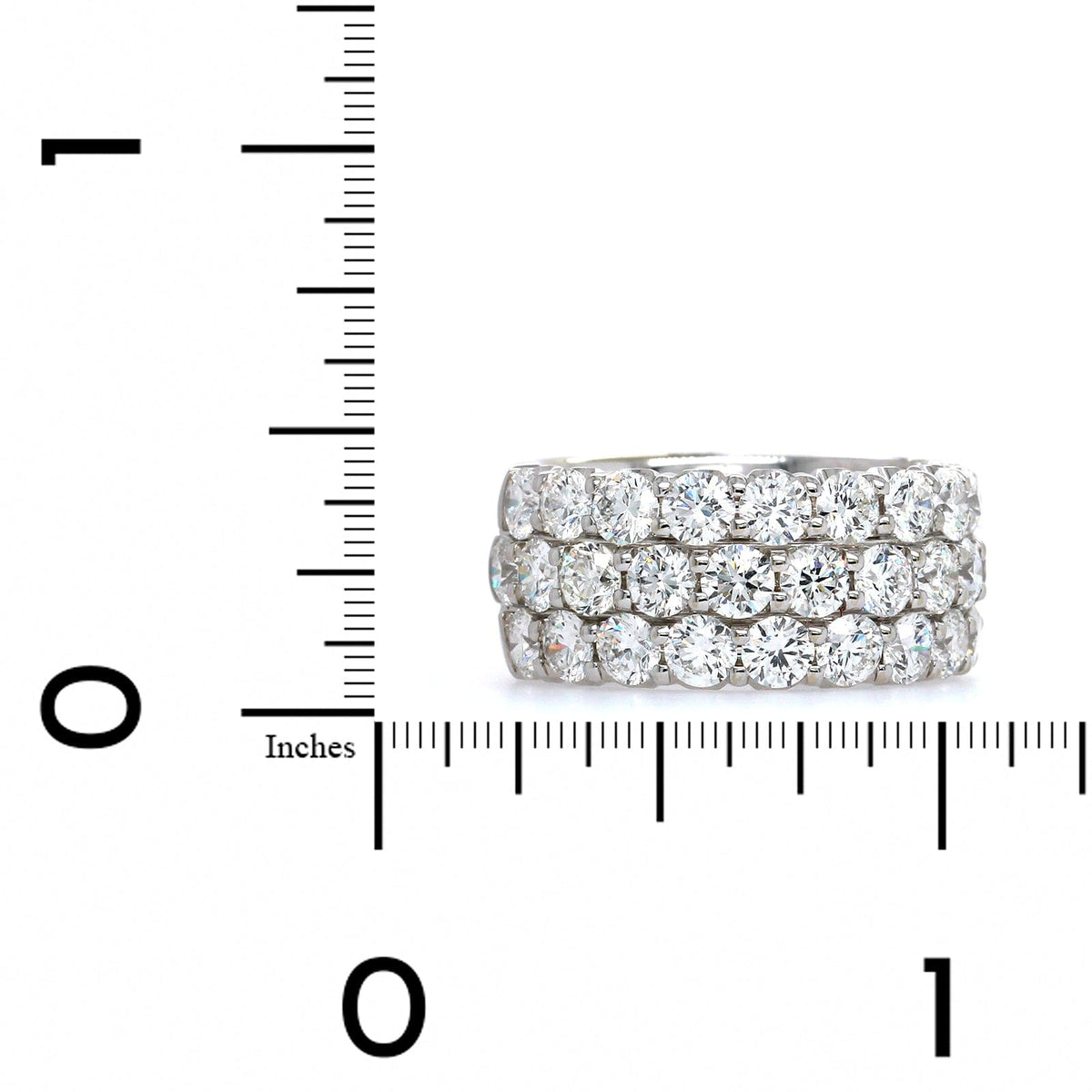 18K White Gold Three-Row Shared Prong Diamond Band
