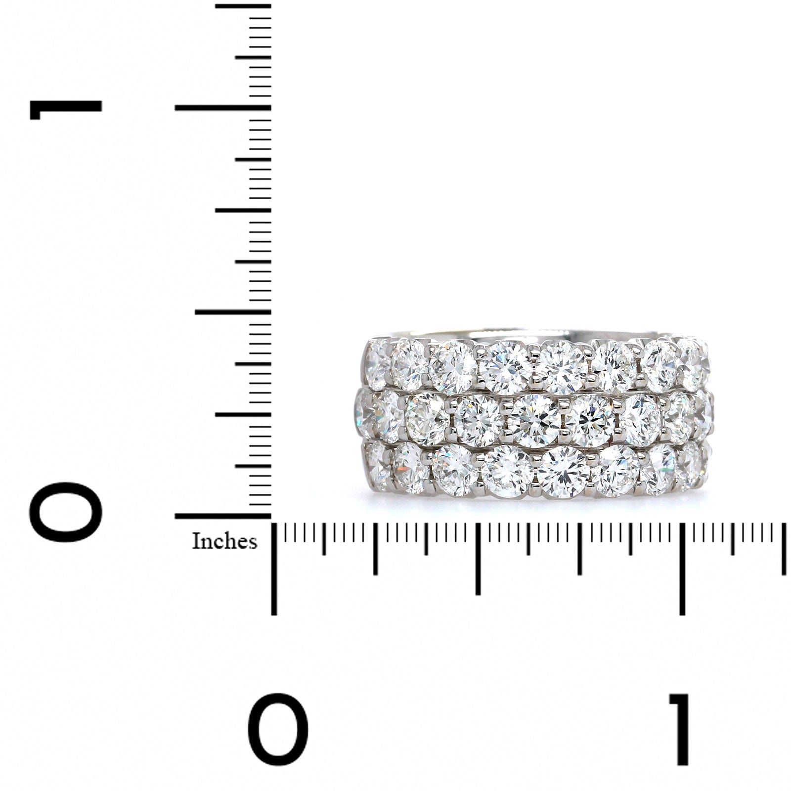 18K White Gold Three-Row Shared Prong Diamond Band