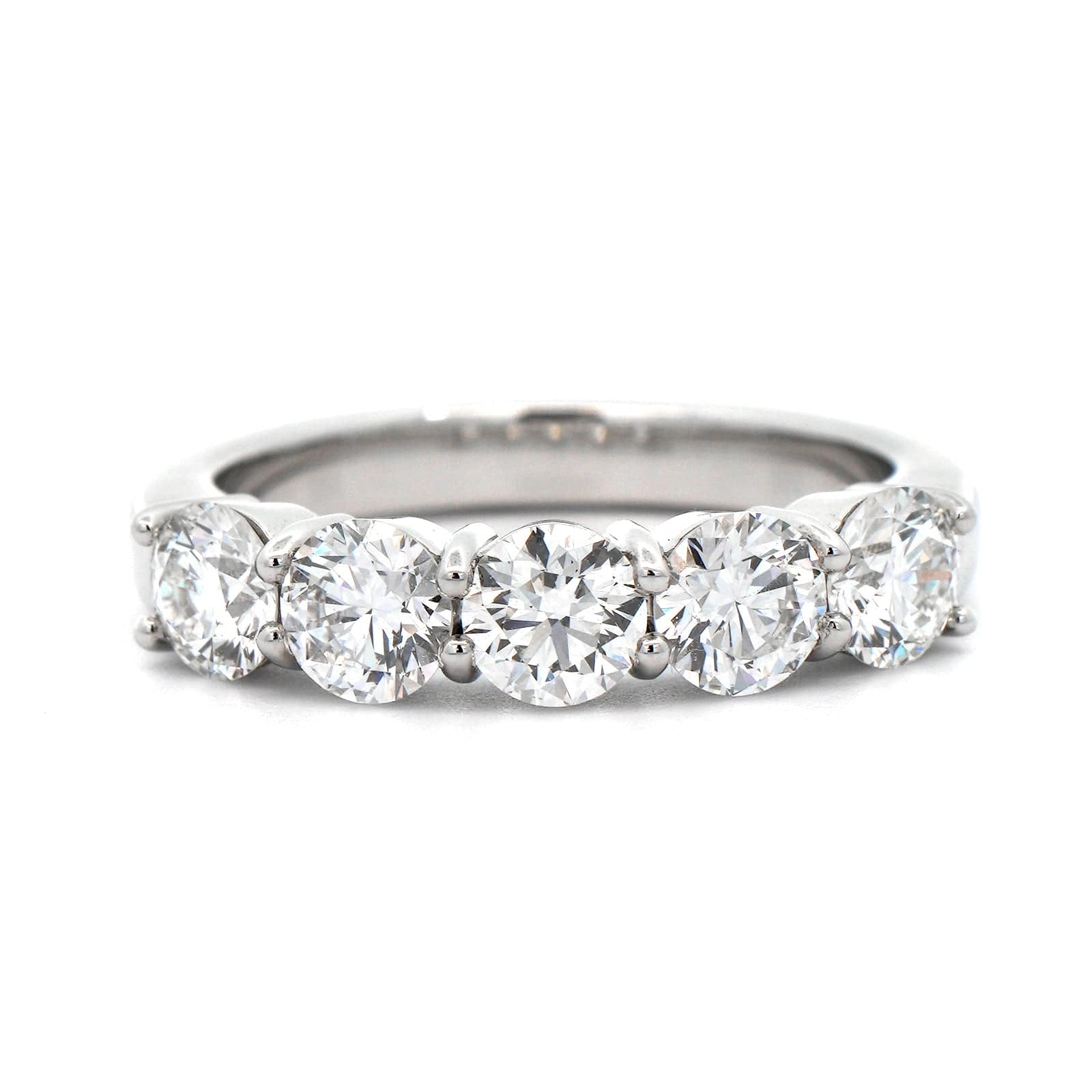 Platinum 5 Stone Shared Prong Diamond Band