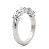 Platinum 5 Stone Shared Prong Diamond Band