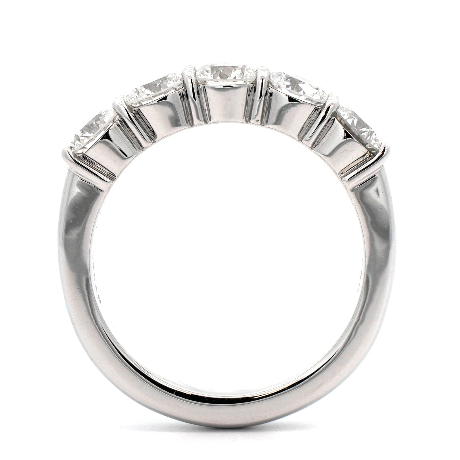Platinum 5 Stone Shared Prong Diamond Band