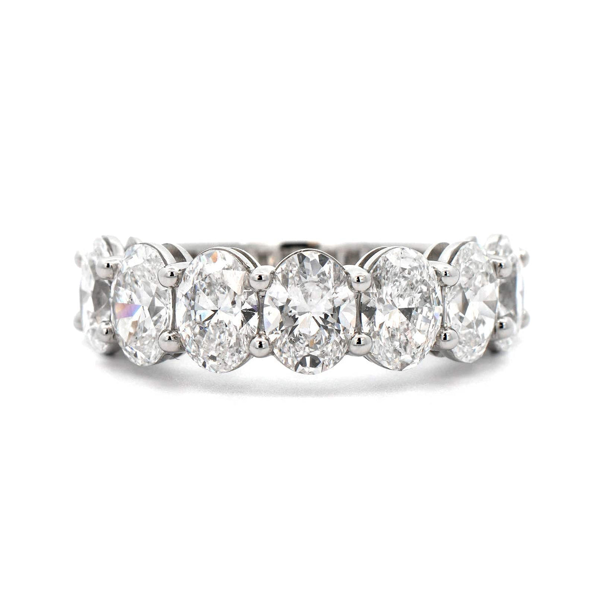 Platinum 7 Stone Shared Prong Oval Diamond Band