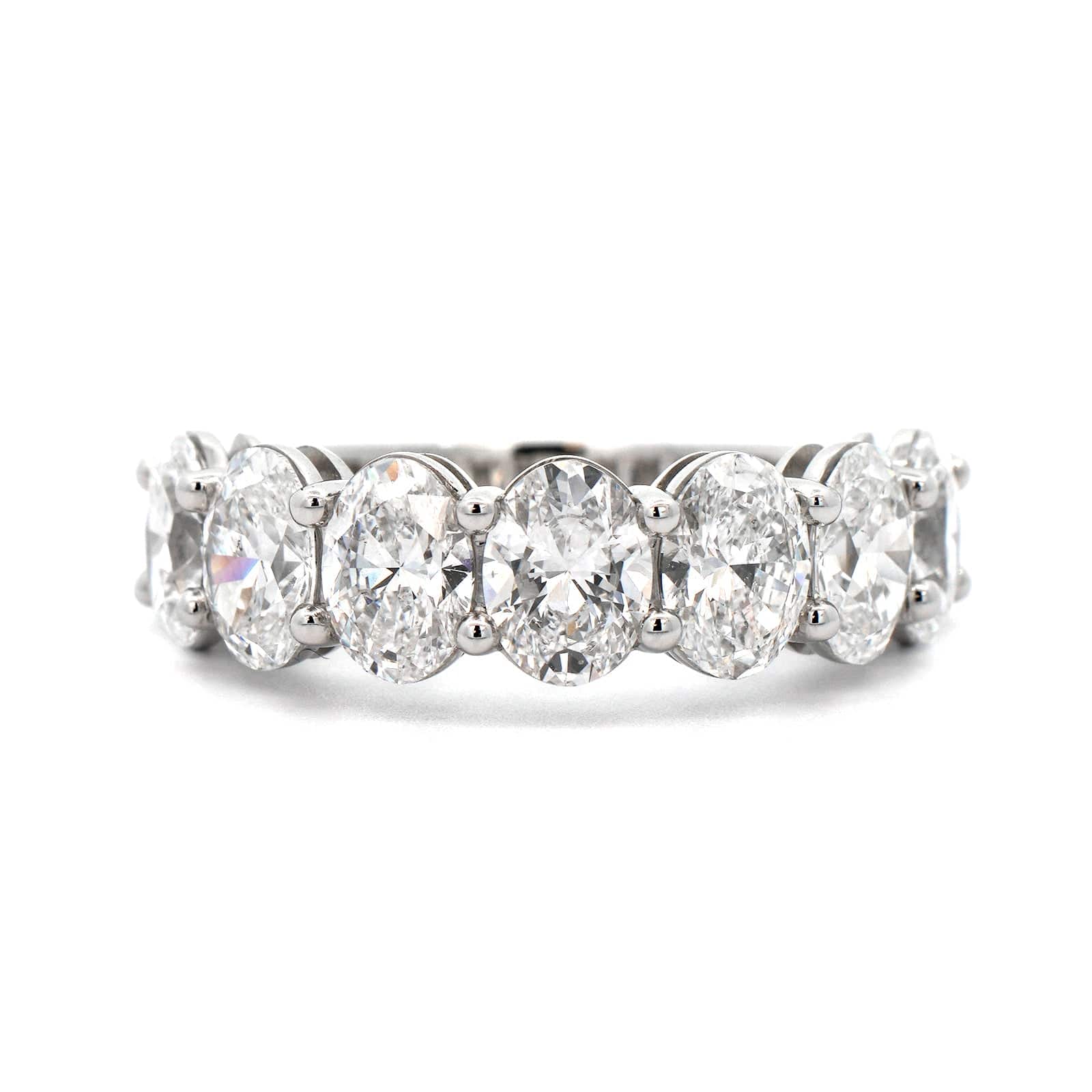 Platinum 7 Stone Shared Prong Oval Diamond Band