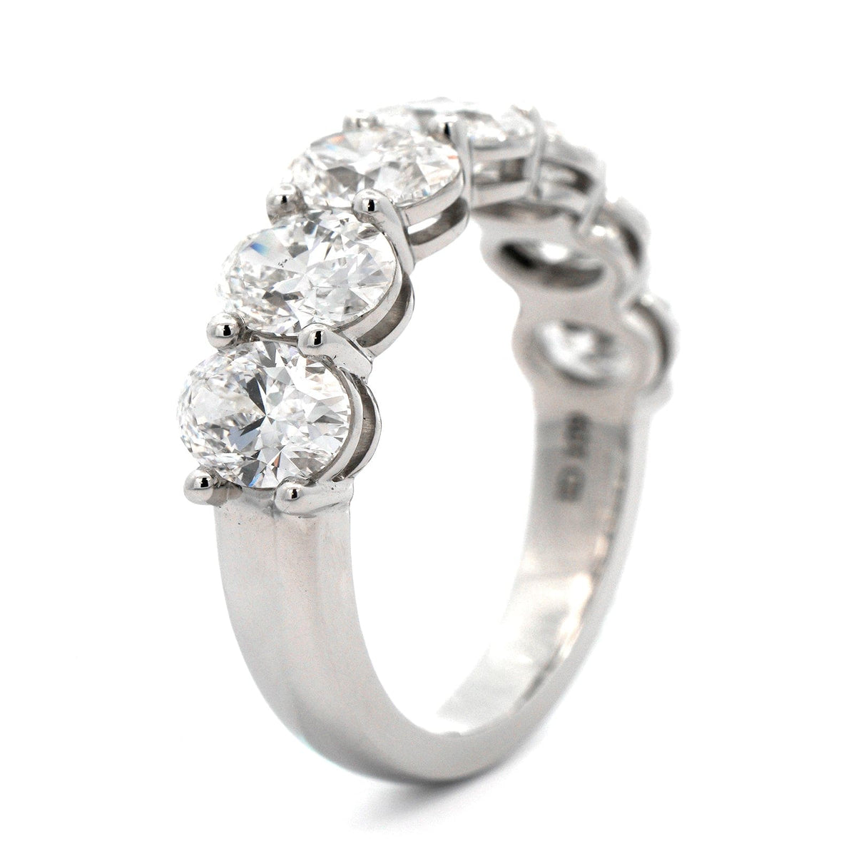 Platinum 7 Stone Shared Prong Oval Diamond Band