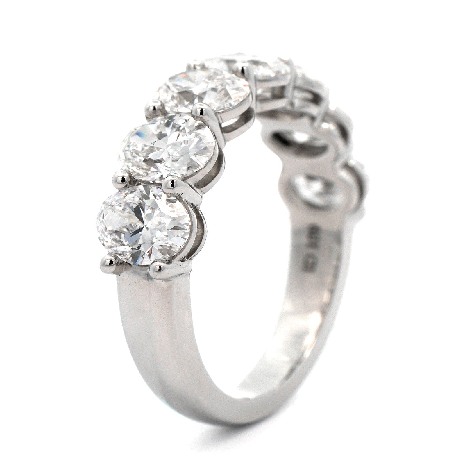 Platinum 7 Stone Shared Prong Oval Diamond Band