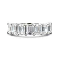 Platinum 7 Stone Shared Prong Emerald Cut Diamond Band