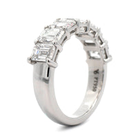 Platinum 7 Stone Shared Prong Emerald Cut Diamond Band