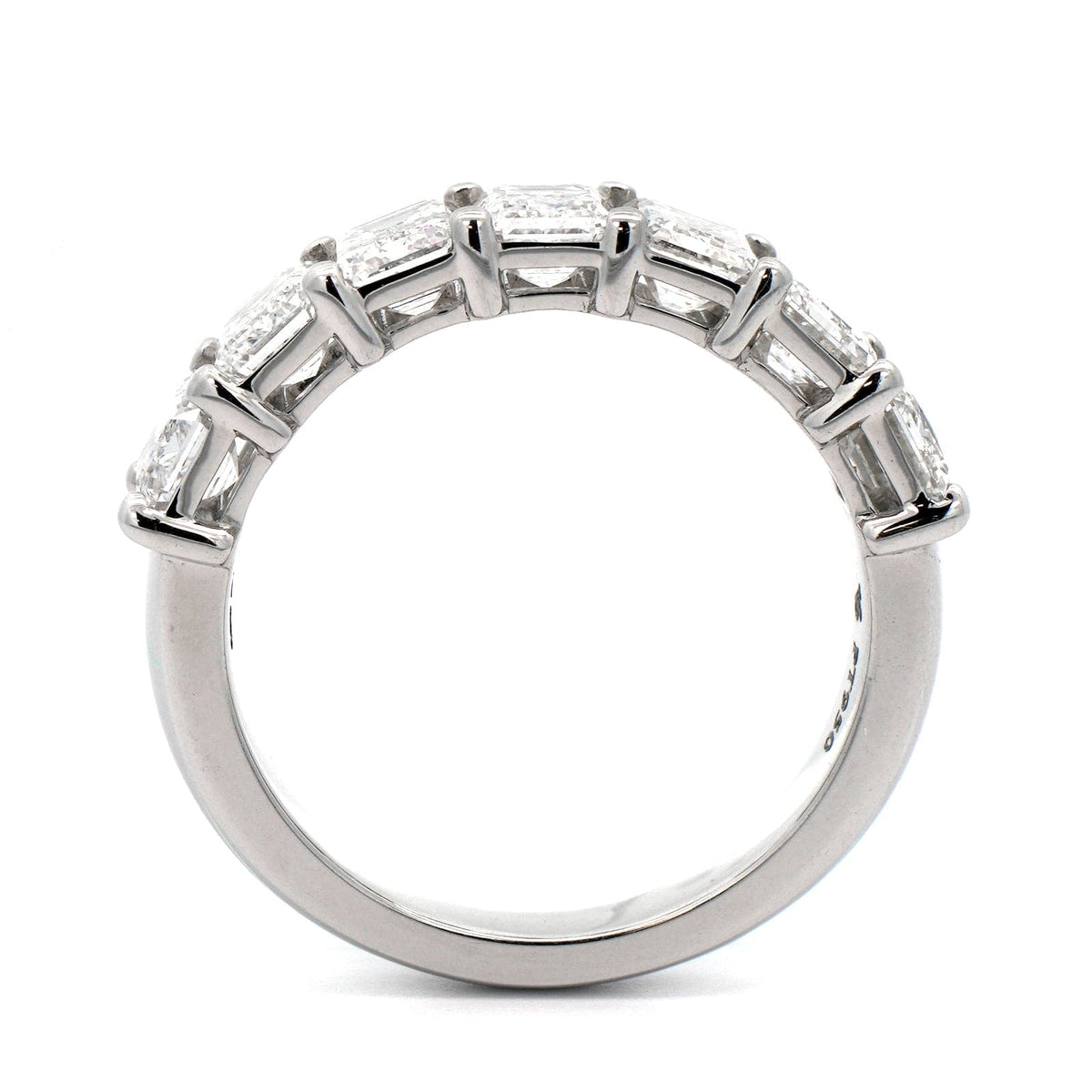 Platinum 7 Stone Shared Prong Emerald Cut Diamond Band