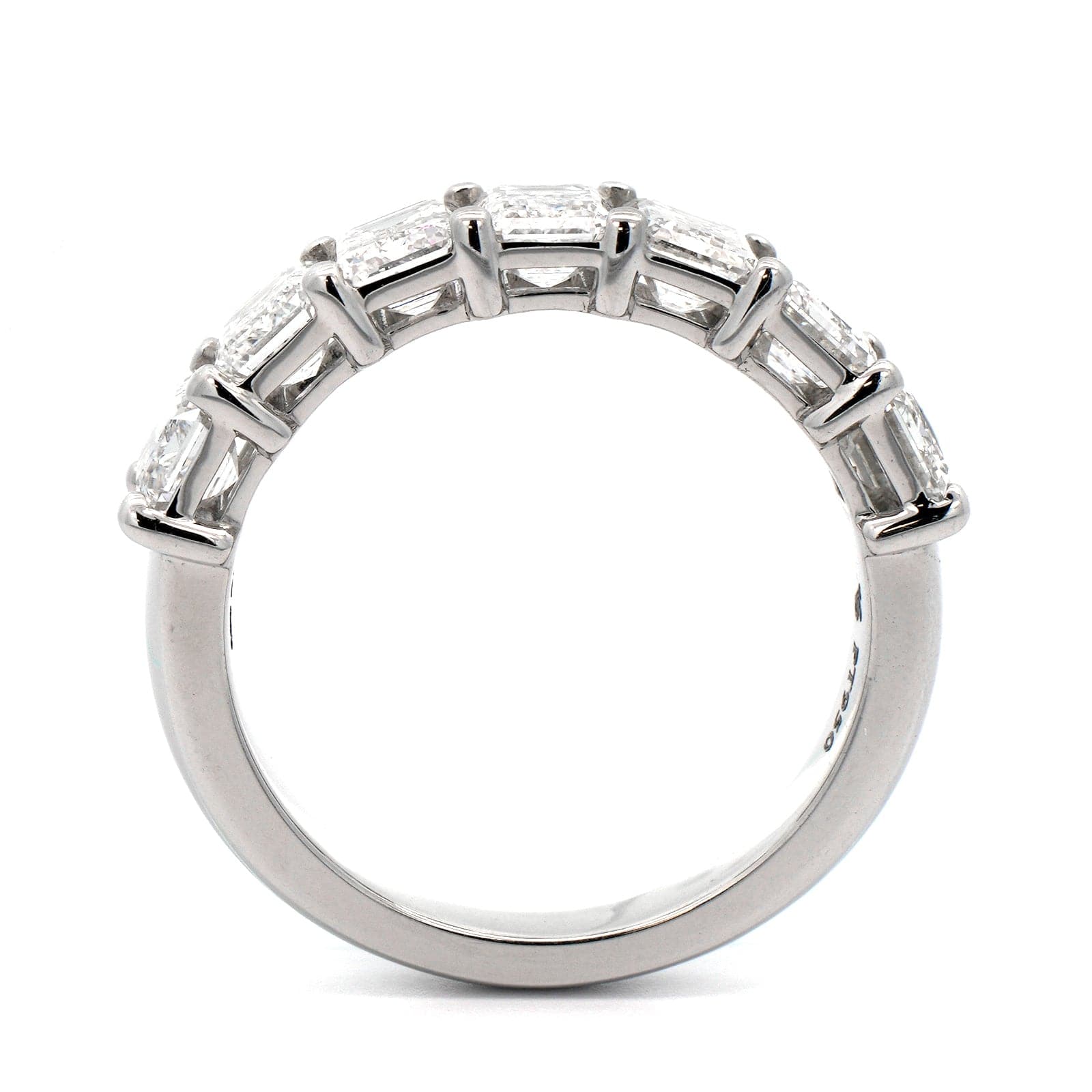 Platinum 7 Stone Shared Prong Emerald Cut Diamond Band