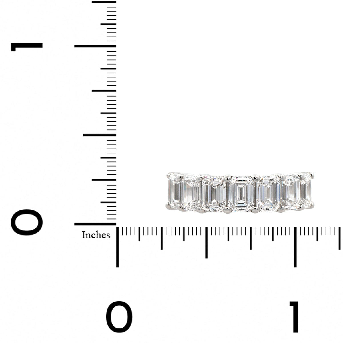 Platinum 7 Stone Shared Prong Emerald Cut Diamond Band