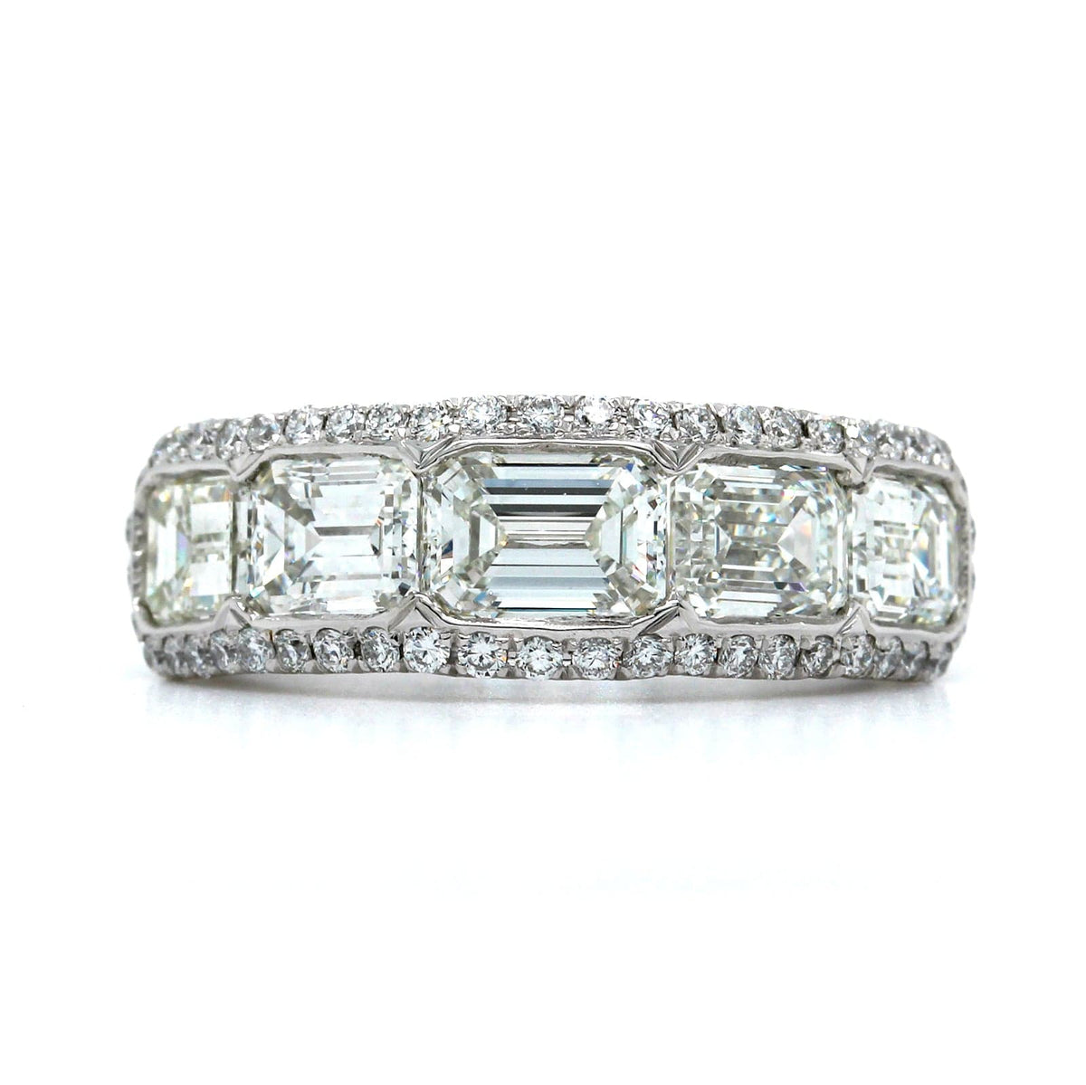 Platinum 5 Stone Emerald Cut Diamond Band