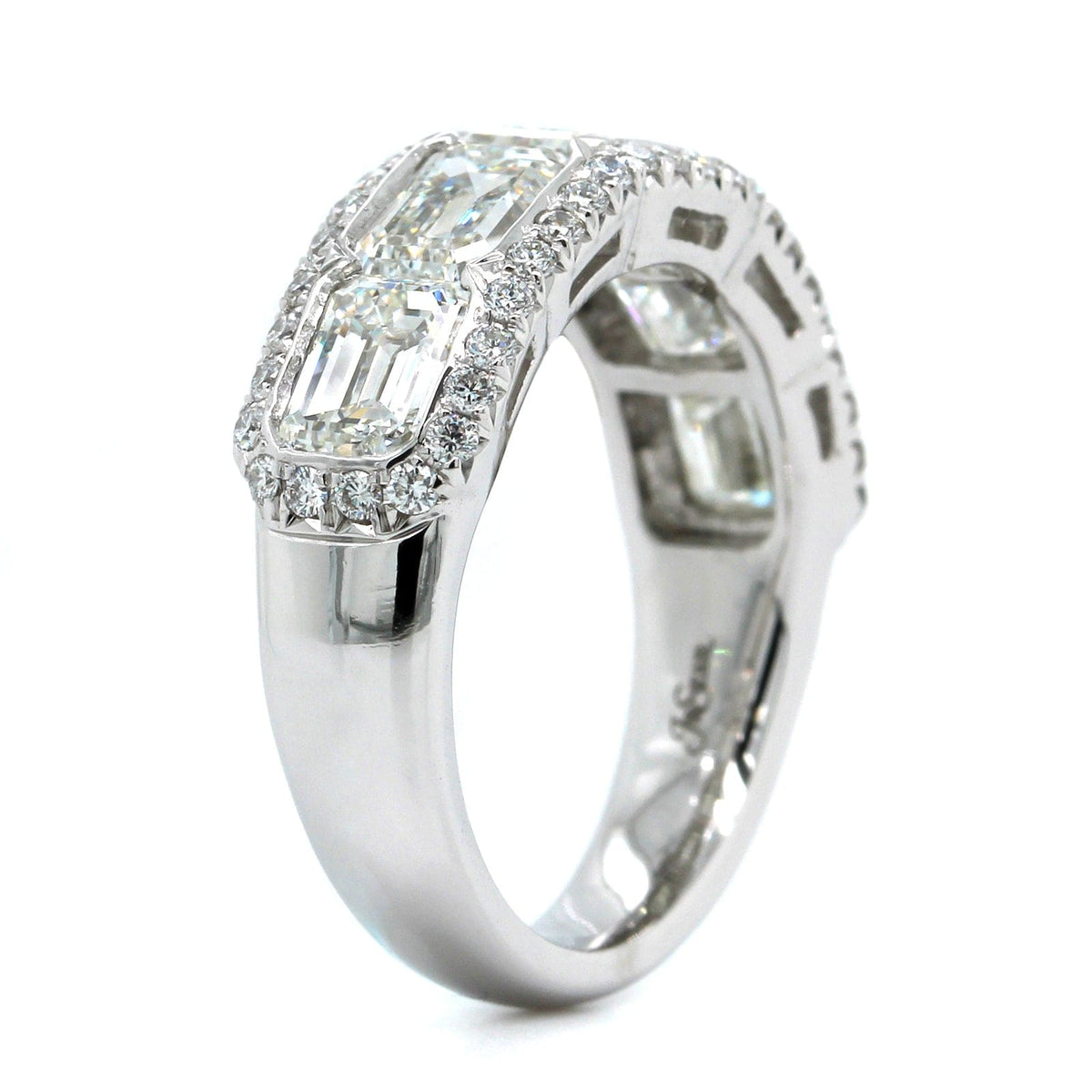 Platinum 5 Stone Emerald Cut Diamond Band