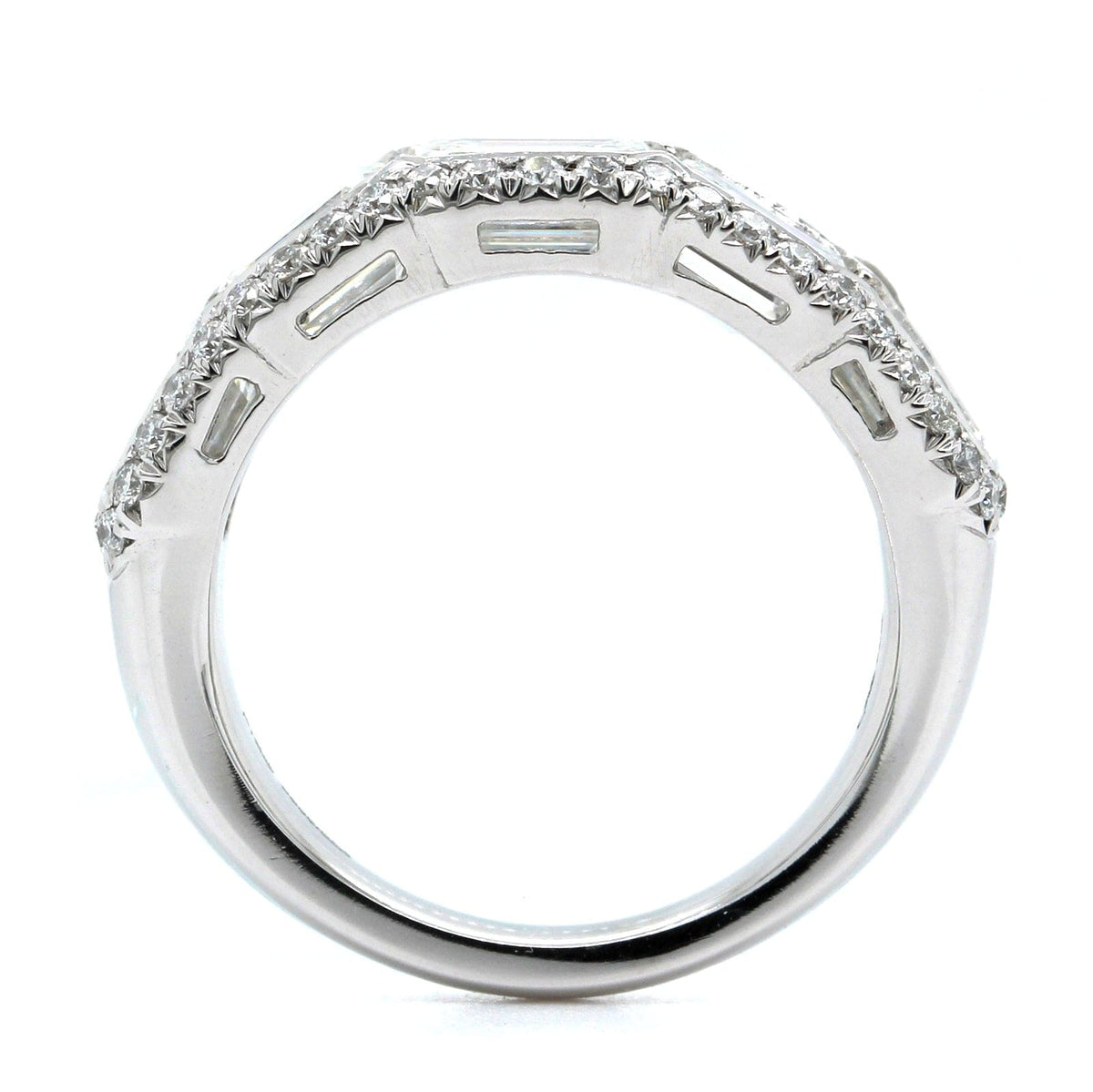 Platinum 5 Stone Emerald Cut Diamond Band