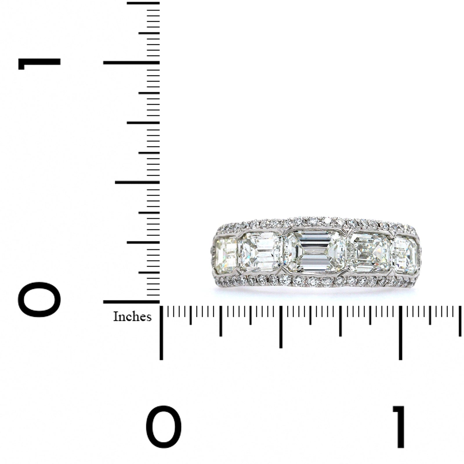 Platinum 5 Stone Emerald Cut Diamond Band