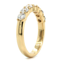 18K Yellow Gold Handmade Shared Prong Diamond Band