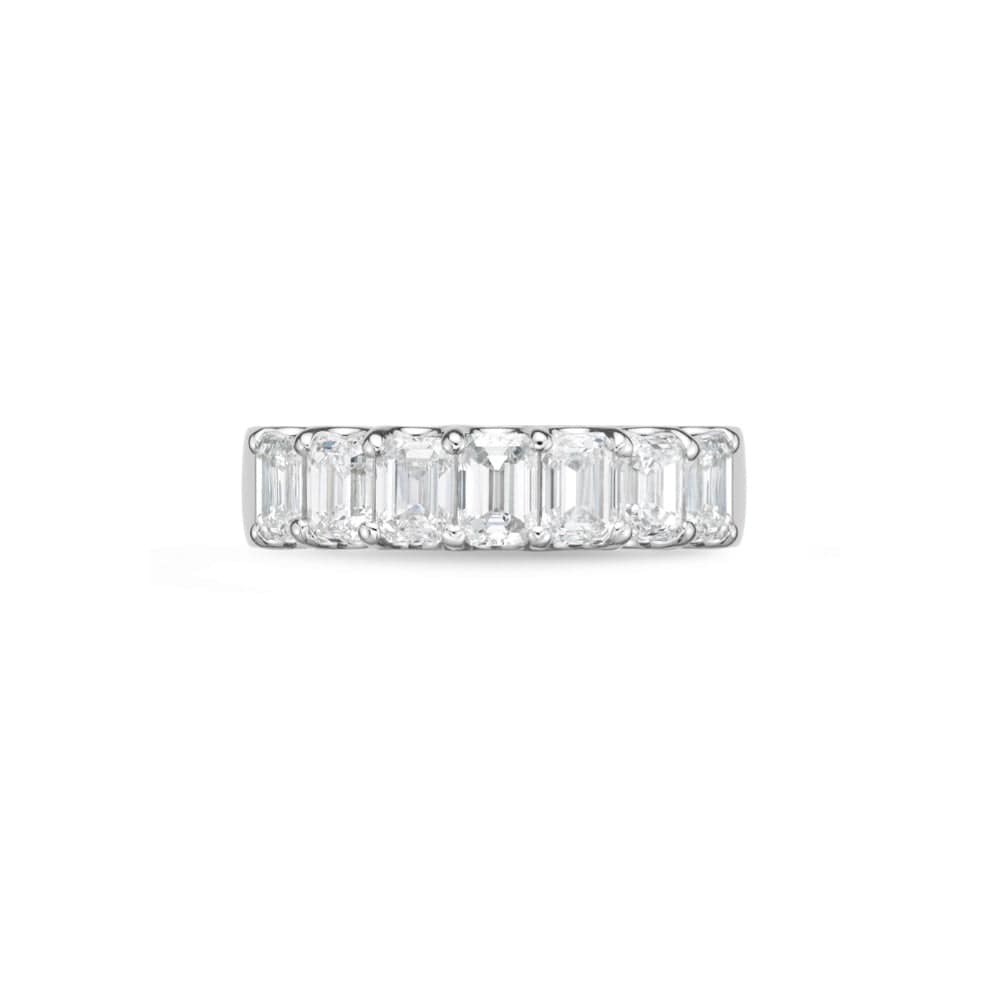18K White Gold 7 Stone Emerald Cut Diamond Band
