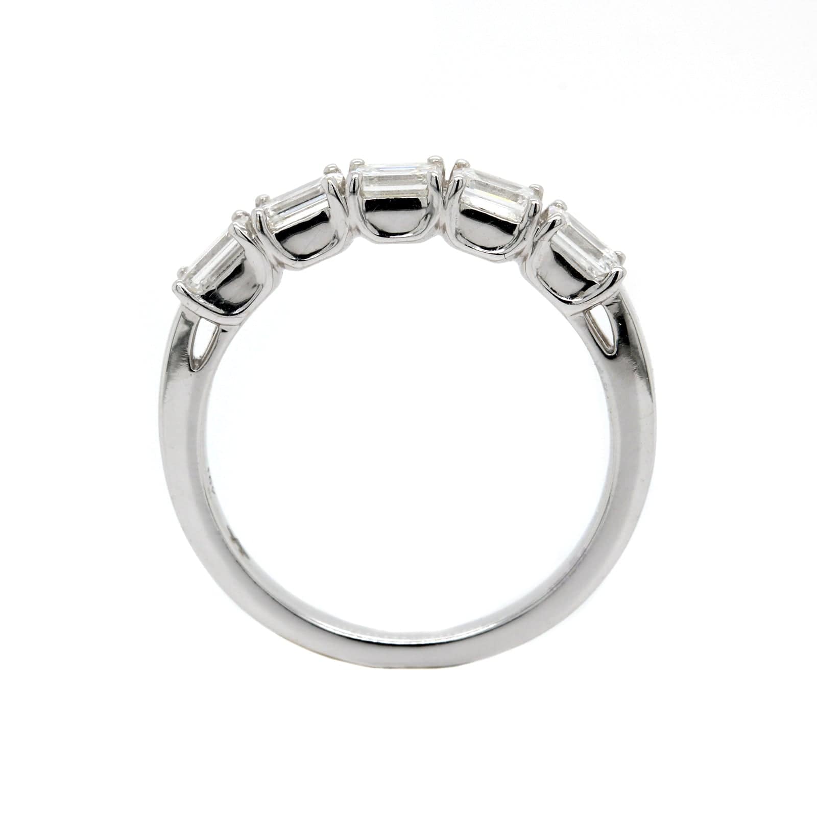 18K White Gold Prong Set Emerald Cut Diamond Band