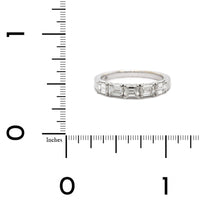 18K White Gold Prong Set Emerald Cut Diamond Band
