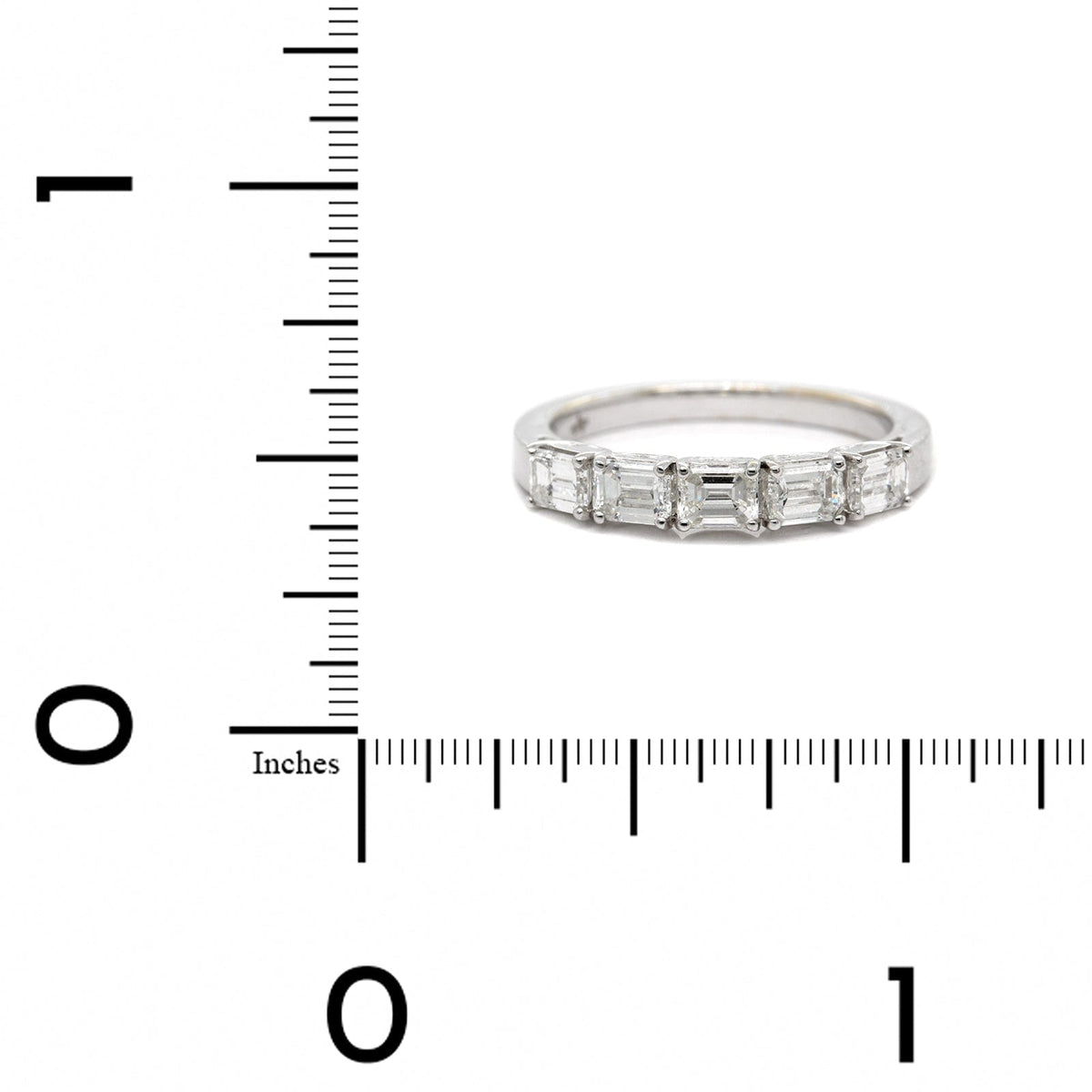 18K White Gold Prong Set Emerald Cut Diamond Band